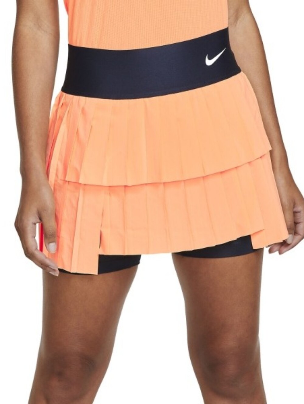 Nike Dri-fit Court Advantage Pleated Athletic Skort Sz Med Orange Navy Blue